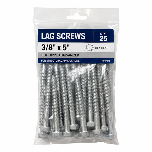 Construction Lag Screws 3/8" x 5" Hex Head Galvanized (25pk)