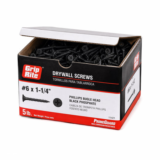 Drywall Screws #6 x 1-1/4" Phillips Bugle Head 5lb Box