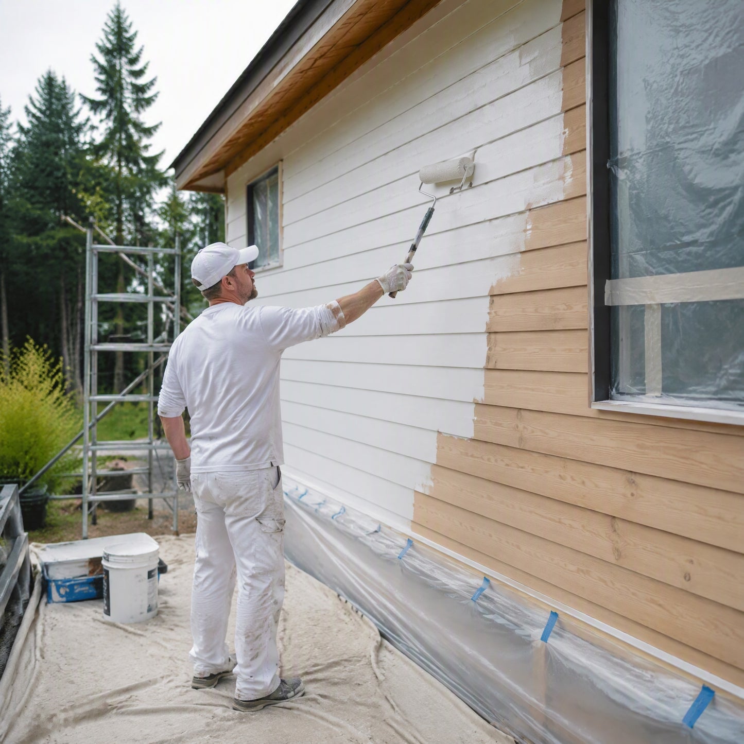 Exterior Acrylic Latex House Paint Flat White 5 Gallon