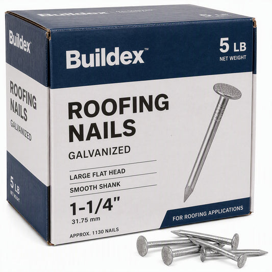 Galvanized Roofing Nails 1-1/4" Smooth Shank 5lb Box