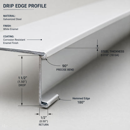 Galvanized Steel Drip Edge Flashing 10' White